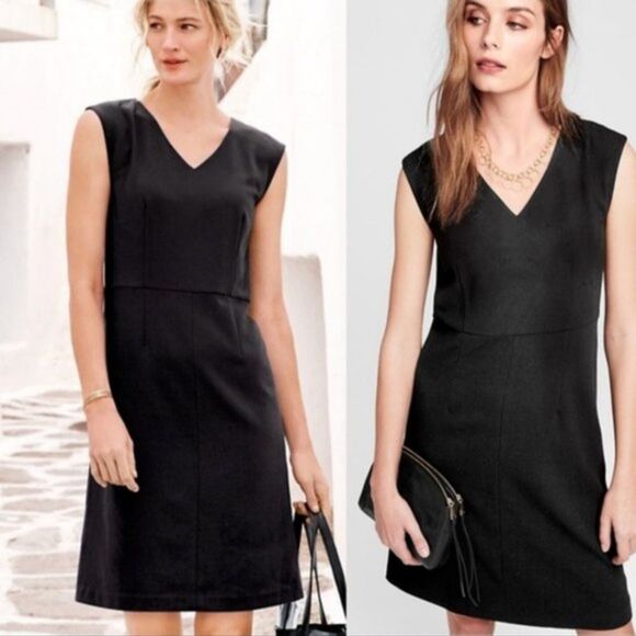 Garnet Hill‎ Essential Black Shift Dress Sleeveless Short Classic Minimalist 8 - Picture 1 of 16